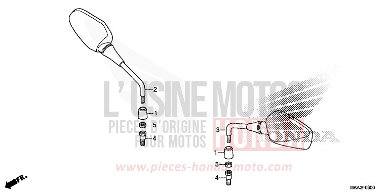 MIROIR de NC750X "Méca" MAT PEARL GLARE WHITE (NHB54) 2018